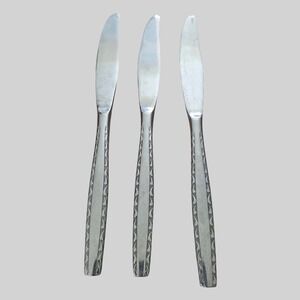 International Silver INS174 Stainless Dinner Knives Black Accent Taiwan Set of 3